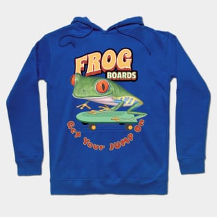 Cute Funny Red Eyed Tree Frog on Skateboard Hoodie